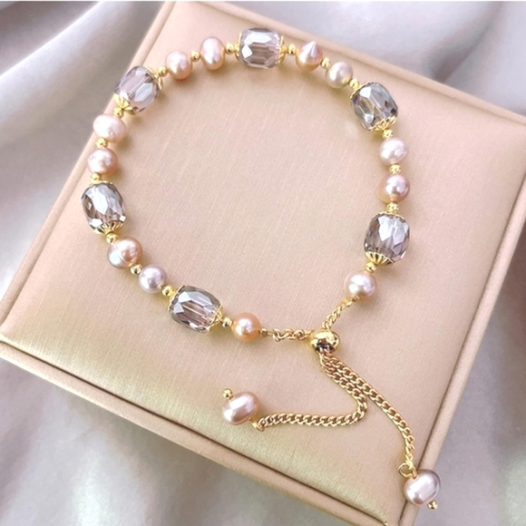 None Jewelry - 14k Gold Plated Jade Butterfly Crystal Glass Bracelet For Her Chinese Style Jade